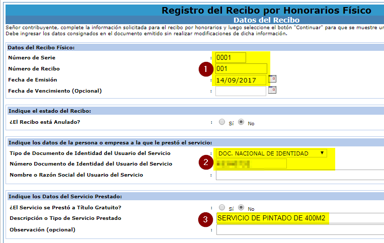 3.emision de recibo por honorario fisico