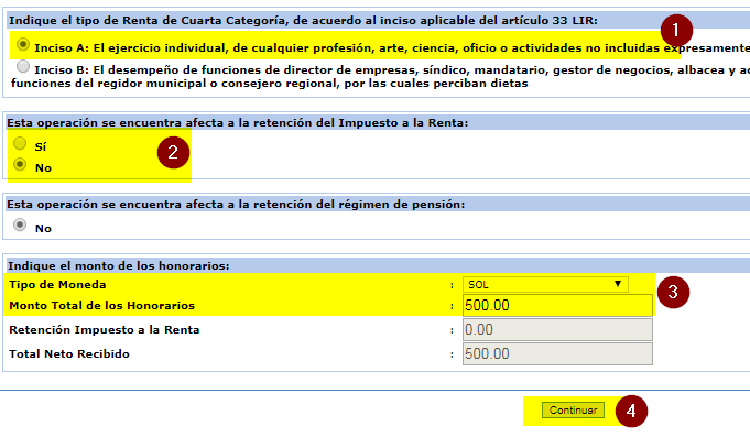 4.emision de recibo por honorario fisico